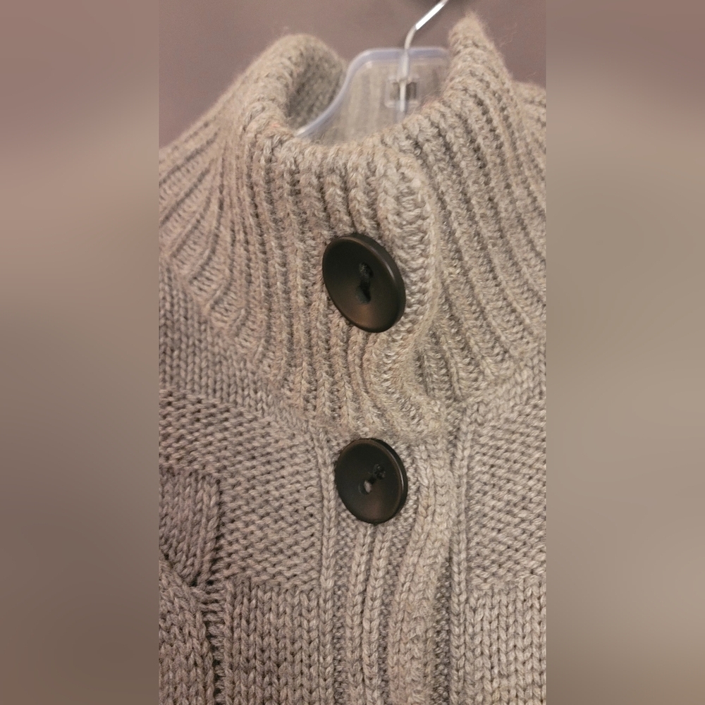Grey Moda International Thick Woven Knit Button Up Sweater Sz Small - Picture 5 of 16